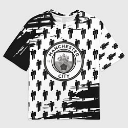 Футболка оверсайз мужская Манчестер сити краски люди, цвет: 3D-принт