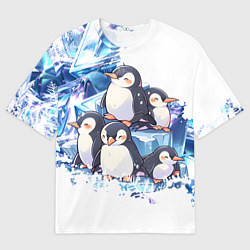 Футболка оверсайз мужская Пингвины и лёд, цвет: 3D-принт