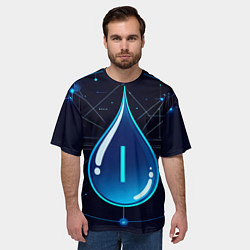 Футболка оверсайз мужская Киберкапля группа крови I, цвет: 3D-принт — фото 2