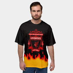 Футболка оверсайз мужская Liverpool огонь спорт, цвет: 3D-принт — фото 2