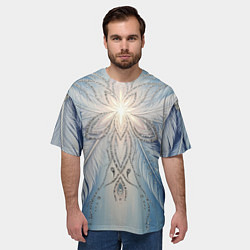 Футболка оверсайз мужская Ледяной перьевой орнамент со светом, цвет: 3D-принт — фото 2