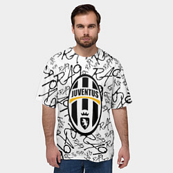 Футболка оверсайз мужская Ювентус надписи текстура, цвет: 3D-принт — фото 2