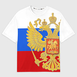 Футболка оверсайз мужская Герб России: триколор, цвет: 3D-принт