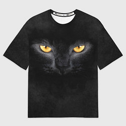 Мужская футболка оверсайз Черная кошка