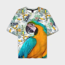 Футболка оверсайз мужская Летний попугай, цвет: 3D-принт