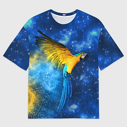 Мужская футболка оверсайз Космический попугай
