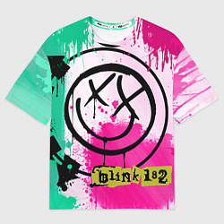 Мужская футболка оверсайз Blink-182: Purple Smile