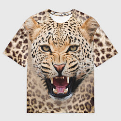 Мужская футболка оверсайз Взгляд леопарда