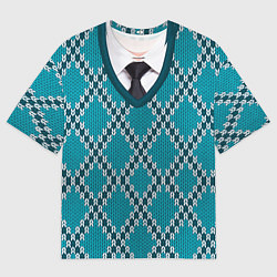 Футболка оверсайз мужская Ромбический узор с галстуком, цвет: 3D-принт