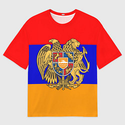 Футболка оверсайз мужская Герб и флаг Армении, цвет: 3D-принт
