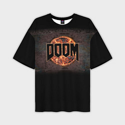 Мужская футболка оверсайз DOOM Fire