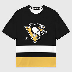 Футболка оверсайз мужская Pittsburgh Penguins: Black, цвет: 3D-принт