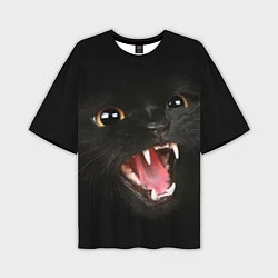 Мужская футболка оверсайз Черный кот