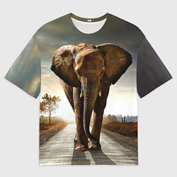 Футболка оверсайз мужская Дикий слон, цвет: 3D-принт