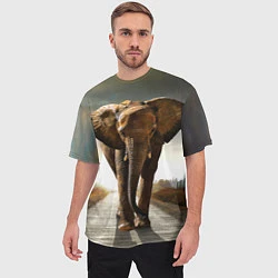 Футболка оверсайз мужская Дикий слон, цвет: 3D-принт — фото 2