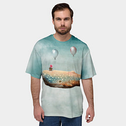Футболка оверсайз мужская Летящий кит, цвет: 3D-принт — фото 2