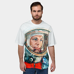 Футболка оверсайз мужская Гагарин в полете, цвет: 3D-принт — фото 2