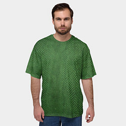 Футболка оверсайз мужская Змеиная зеленая кожа, цвет: 3D-принт — фото 2