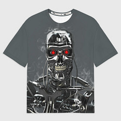 Мужская футболка оверсайз Скелет Терминатора
