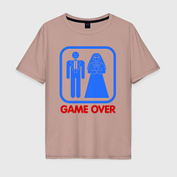 Футболка оверсайз мужская Game over, цвет: пыльно-розовый