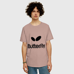 Футболка оверсайз мужская Butterfly Logo, цвет: пыльно-розовый — фото 2