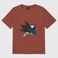Футболка оверсайз мужская San Jose Sharks, цвет: кирпичный