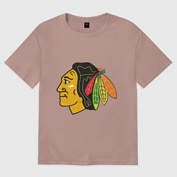 Футболка оверсайз мужская Chicago Blackhawks, цвет: пыльно-розовый