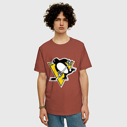 Футболка оверсайз мужская Pittsburgh Penguins: Malkin 71, цвет: кирпичный — фото 2