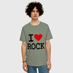 Футболка оверсайз мужская I love Rock, цвет: авокадо — фото 2