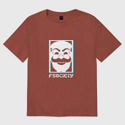 Футболка оверсайз мужская F society, цвет: кирпичный