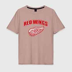 Футболка оверсайз мужская Detroit Red Wings, цвет: пыльно-розовый