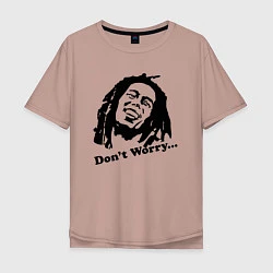 Футболка оверсайз мужская Bob Marley: Don't worry, цвет: пыльно-розовый