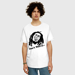 Футболка оверсайз мужская Bob Marley: Don't worry, цвет: белый — фото 2
