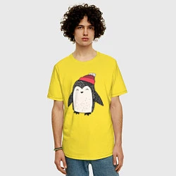 Футболка оверсайз мужская Зимний пингвин-мальчик, цвет: желтый — фото 2