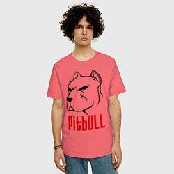 Футболка оверсайз мужская Pitbull (Питбуль), цвет: коралловый — фото 2