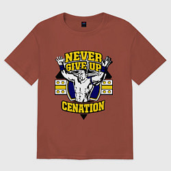 Футболка оверсайз мужская Never Give Up: Cenation, цвет: кирпичный