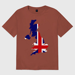 Футболка оверсайз мужская Великобритания (Great Britain), цвет: кирпичный