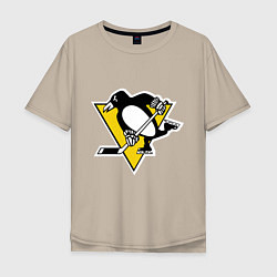 Футболка оверсайз мужская Pittsburgh Penguins, цвет: миндальный