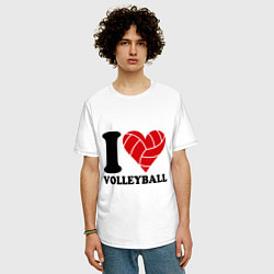 Футболка оверсайз мужская I love volleyball - Я люблю волейбол, цвет: белый — фото 2