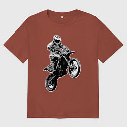 Футболка оверсайз мужская Мотокросс, цвет: кирпичный