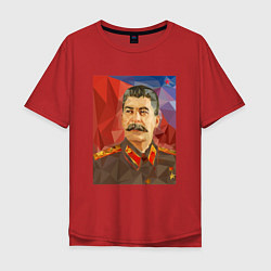 Футболка оверсайз мужская Сталин: полигоны, цвет: красный