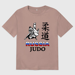 Футболка оверсайз мужская Russia Judo, цвет: пыльно-розовый