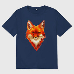 Футболка оверсайз мужская Огенный лис, цвет: тёмно-синий