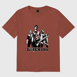 Футболка оверсайз мужская Группа Green Day, цвет: кирпичный