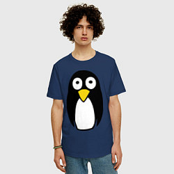 Футболка оверсайз мужская Милый пингвин, цвет: тёмно-синий — фото 2