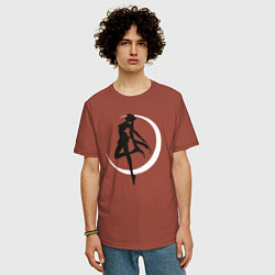 Футболка оверсайз мужская Луна, цвет: кирпичный — фото 2