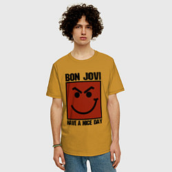 Футболка оверсайз мужская Bon Jovi: Have a nice day, цвет: горчичный — фото 2