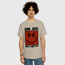 Футболка оверсайз мужская Bon Jovi: Have a nice day, цвет: миндальный — фото 2