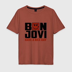 Футболка оверсайз мужская Bon Jovi: Nice day, цвет: кирпичный