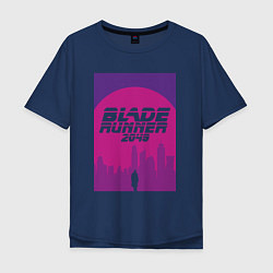 Футболка оверсайз мужская Blade Runner 2049: Purple цвета тёмно-синий — фото 1